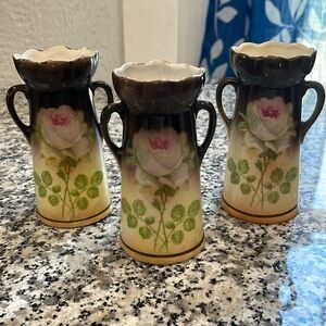 3 Czech antique vases